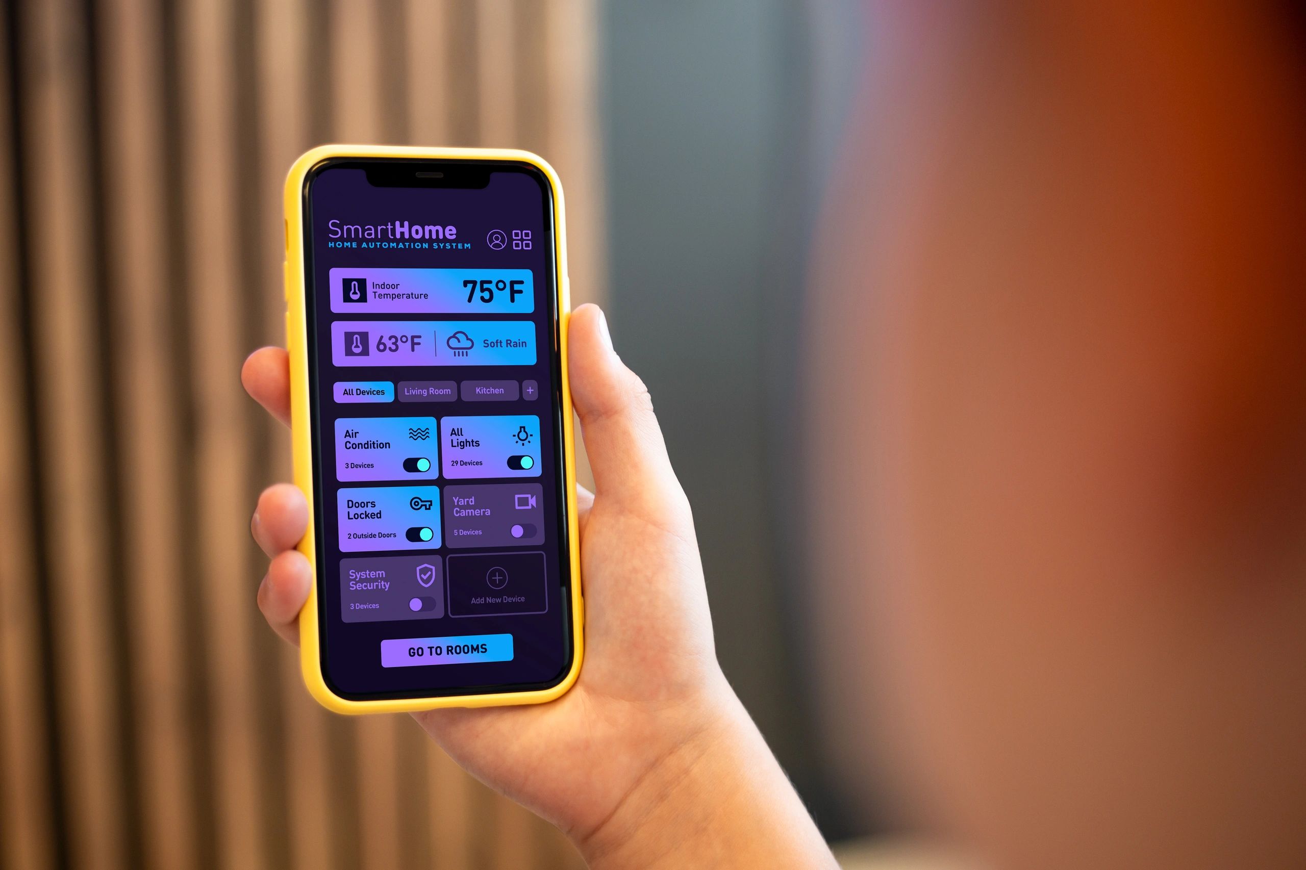 Smart home security controls on a smartphone